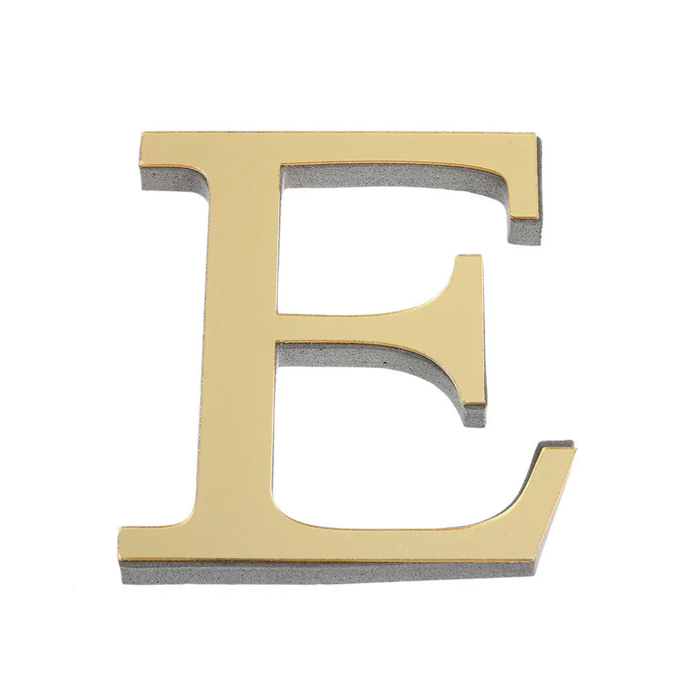 DIY 3D Mirror 26 Letters Wall Stickers Logo Name Alphabet Wedding Love Letters English Wall Home Decor Wall Art Mural Stickers Oasis Select E