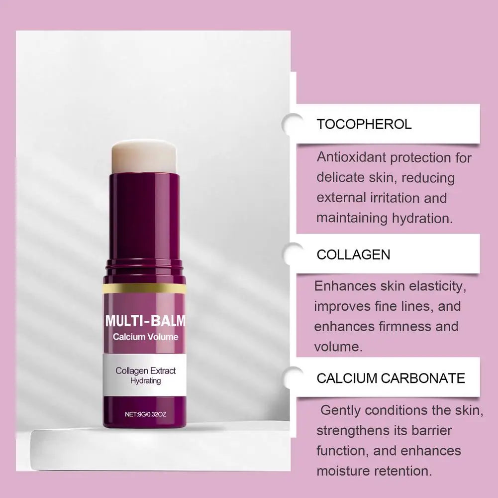 1/2/3PCS Calcium Volume Multi Balm Stick,Collagen Moisturing Stick Face Cream Anti Wrinkle Hydrating For Eyes Neck Face Skincare Oasis Select