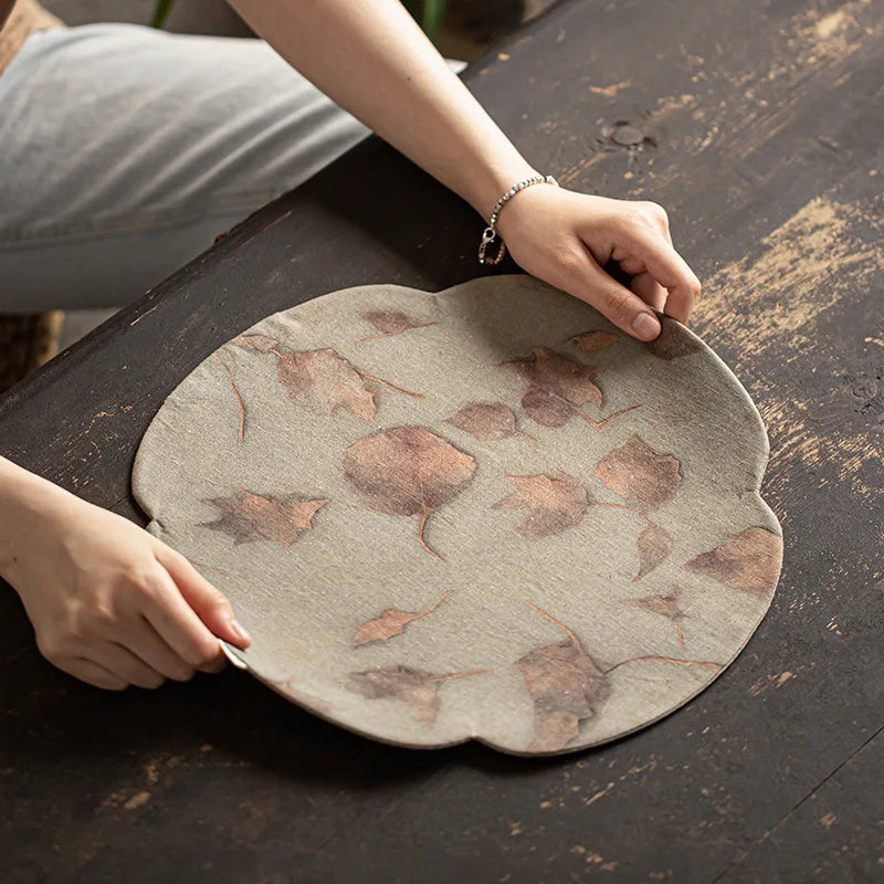Chinese Round Tea Mat Zen Fabric Table Dry Tea Mat Kung Fu Tea Cup Accessories Waterproof Tea Mat Oasis Select
