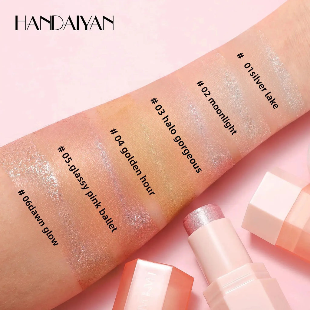 6 Shade Creamy Highlighter Stick Stunning Shimmer Glow For Cheekbones Lips Face Body Smooth Blendable Makeup Oasis Select