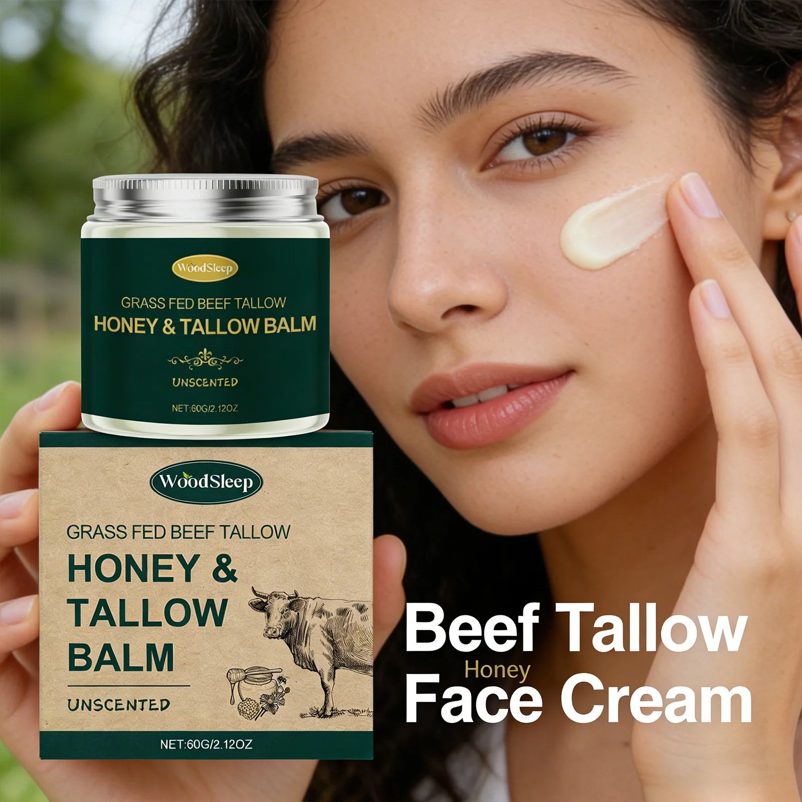 Beef Tallow Honey Face Cream Moisturizing Hydrating Nourishing For Dry Skin Gentle Skin Friendly Daily Facial Care All Skin 60G Oasis Select