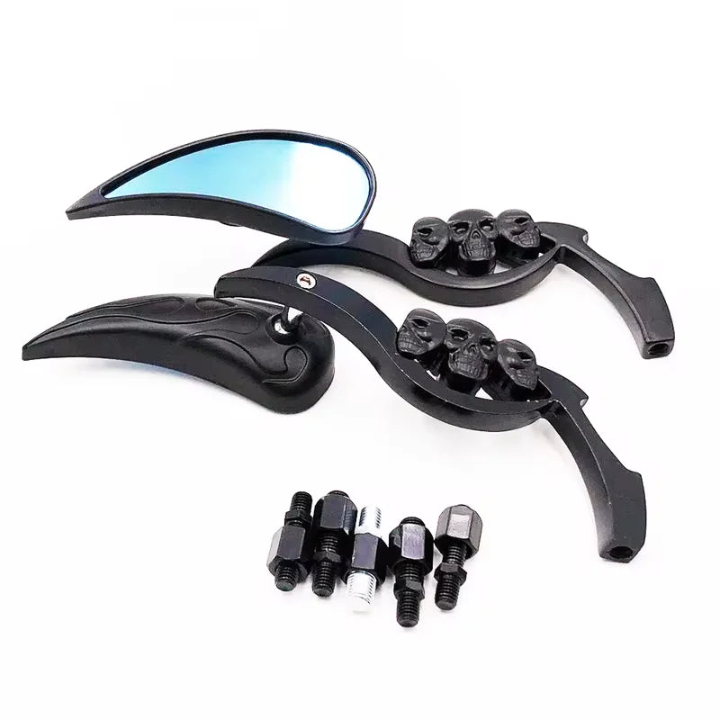 Motorcycle Rearview Mirror Modification Accessories Flame Ghost Pole Mirror for Motorbike Cycling Safety Equipment Oasis Select black