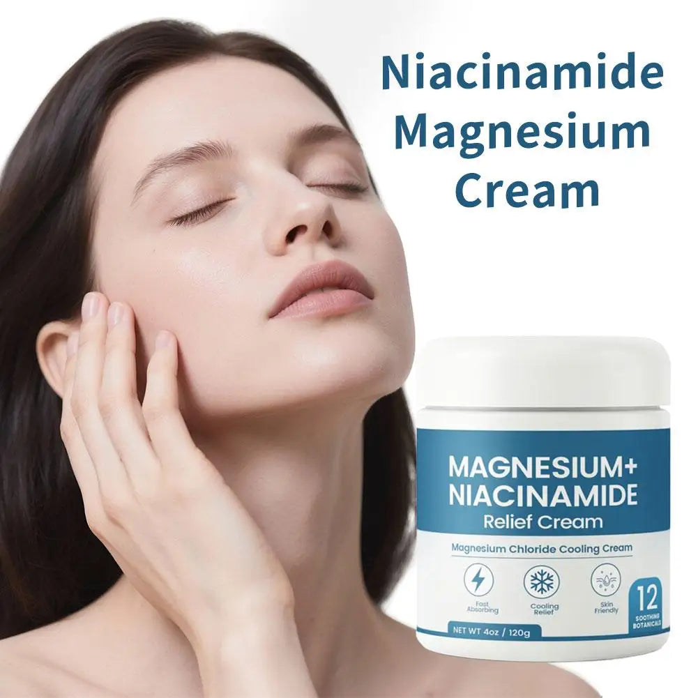 Nerve Relief Magnesium Cream With Niacinamide Moisturizing Hydrated Skin Repair Skin Barrier for Knees Joints Muscles Massage Oasis Select