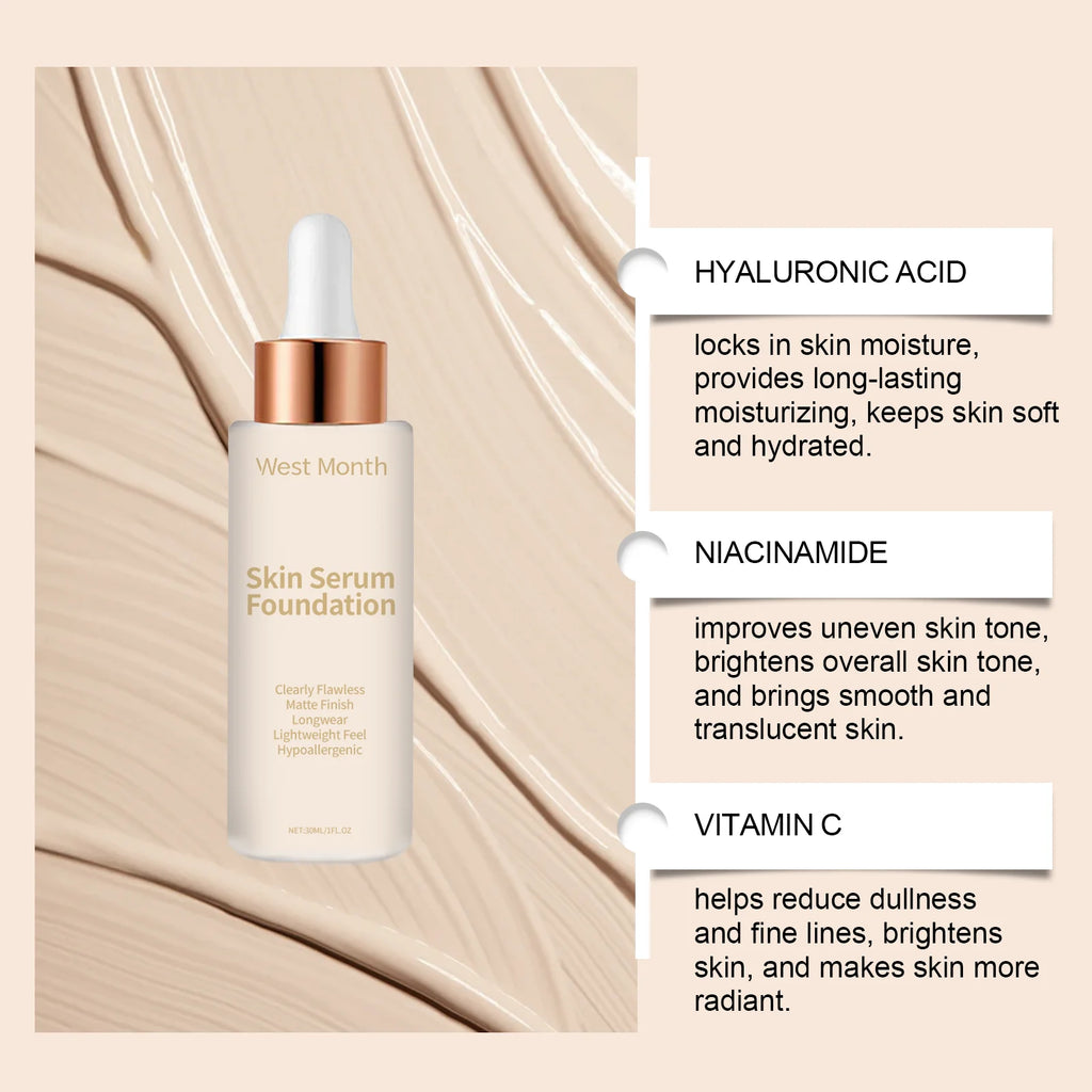 Moisturizing Liquid Foundation Even Skin Tone Cover Defects Brightening Skin Long Lasting Hydration Waterproof Makeup Cosmetics Oasis Select