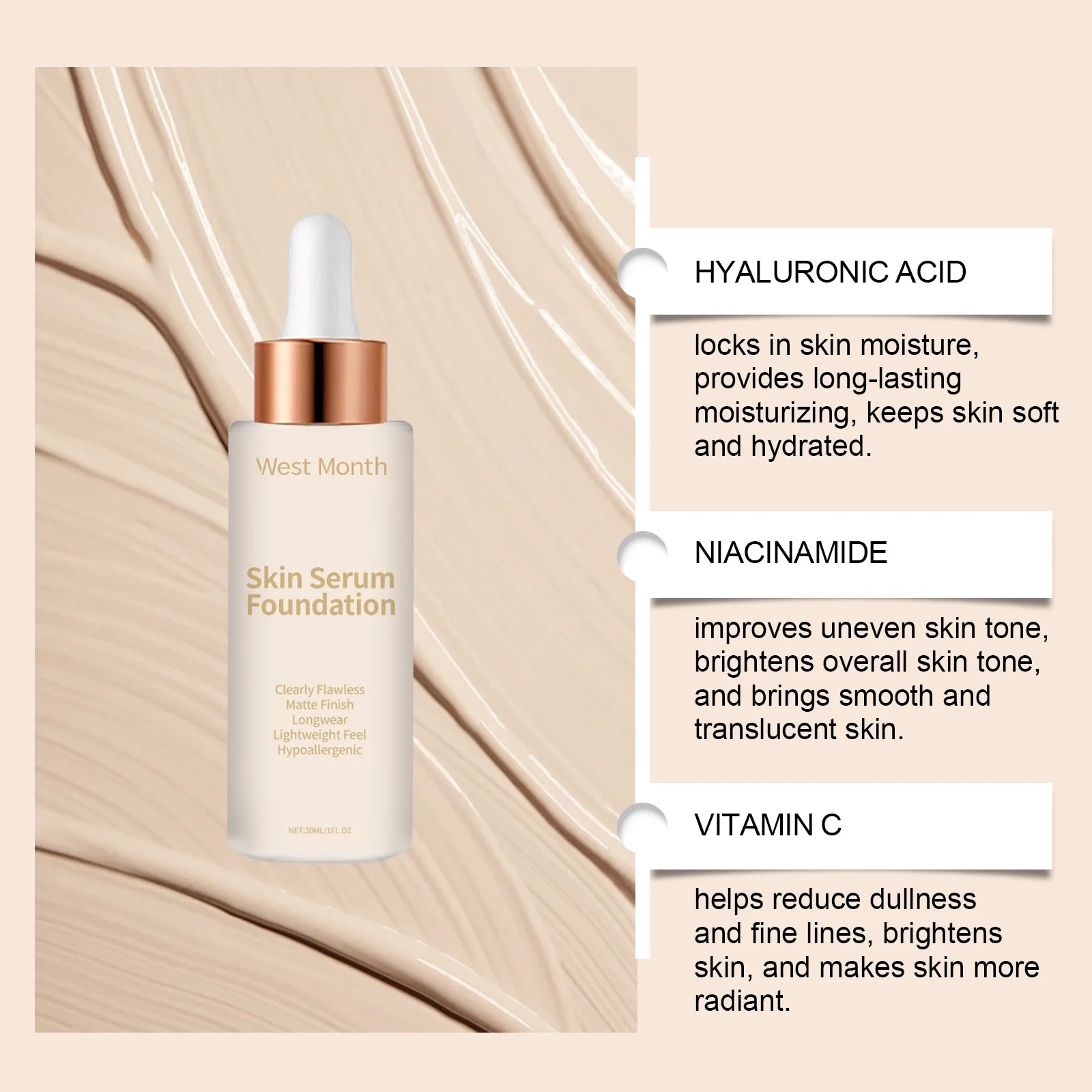 Moisturizing Liquid Foundation Even Skin Tone Cover Defects Brightening Skin Long Lasting Hydration Waterproof Makeup Cosmetics Oasis Select