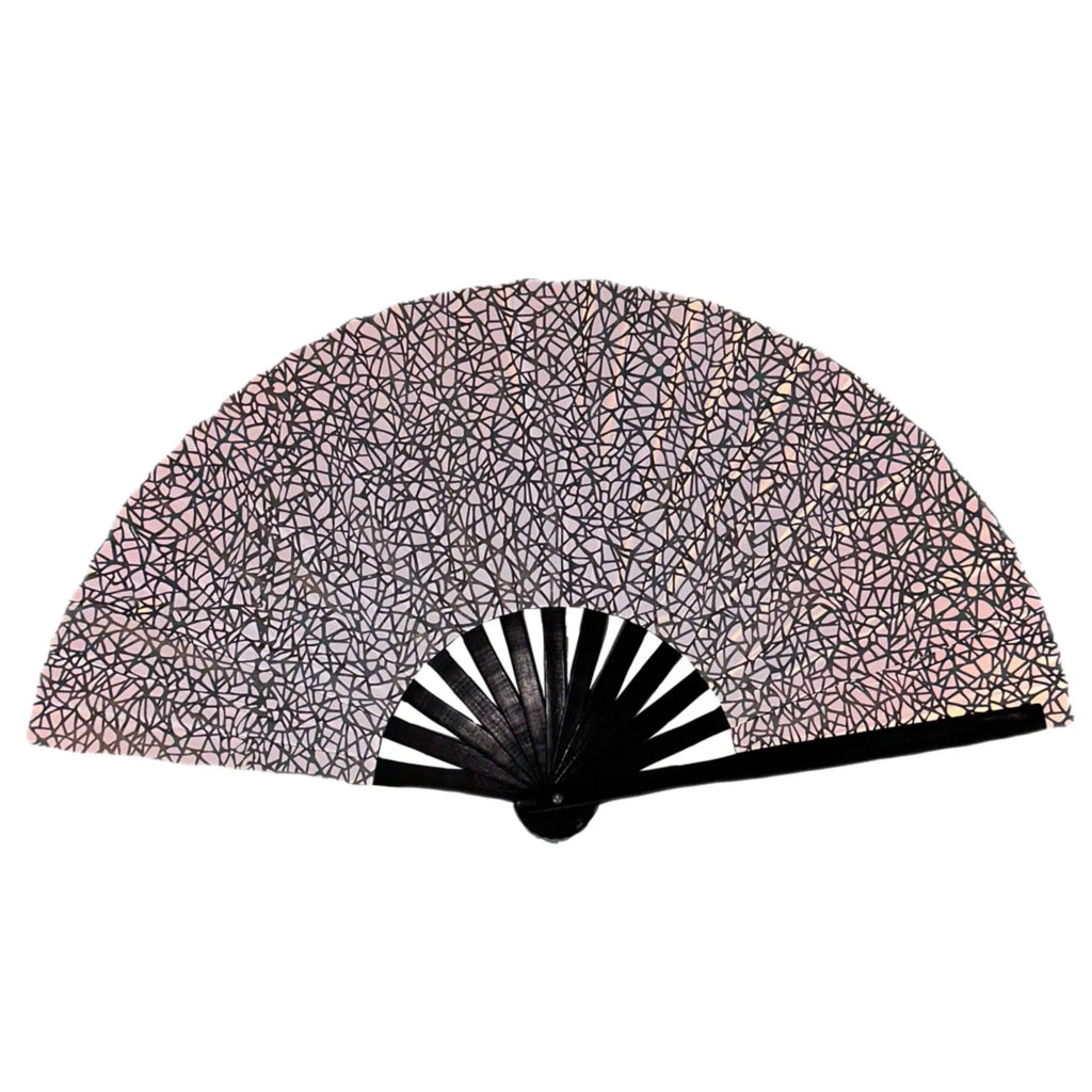 New Foldable Bamboo Fan 33cm Lightweight Holding Laser Colors Hand Fan Portable PVC Clack Clapping Fans for Line Dancing Oasis Select
