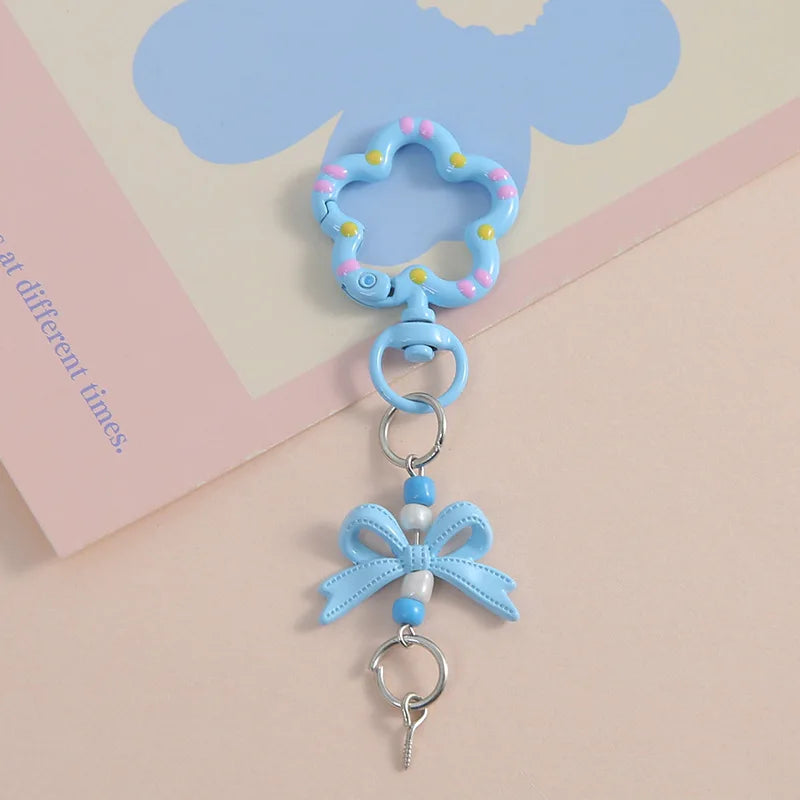 5pcs Candy Color Metal Metal Lanyard Snap Hook Lobster Clasp Bow Charms with Screw Eye Pins for DIY Keychain Crafts Jewelry Make Oasis Select Blue