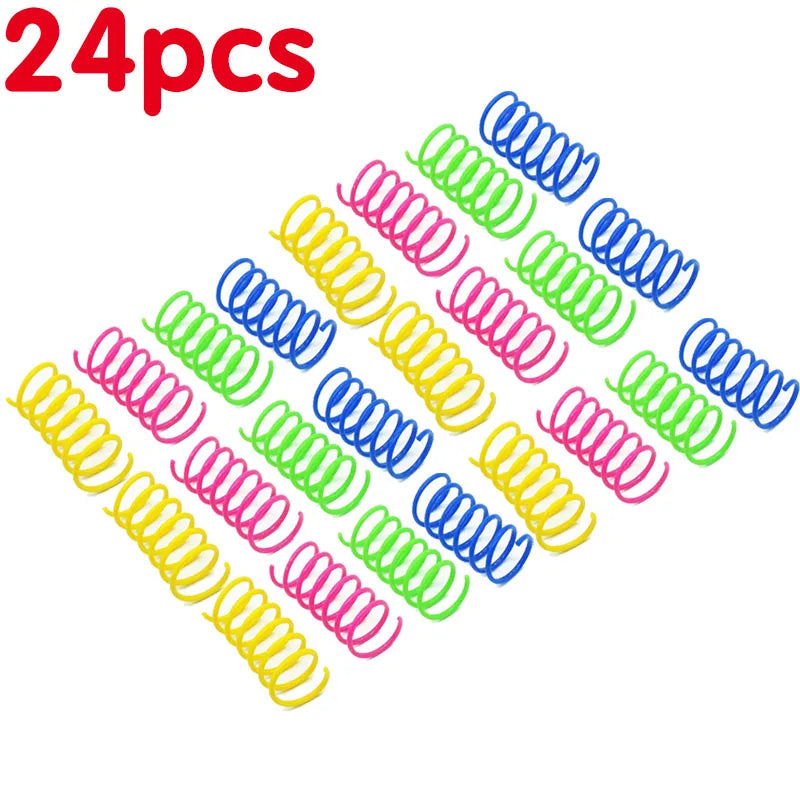 4-24pcs Kitten Coil Spiral Springs Cat Toys Interactive Gauge Cat Spring Toy Colorful Springs Cat Pet Toy Pet Products Oasis Select 24pcs