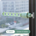 Folding Wall Mount Clothes Hanger – 5-Hook Punch-Free Drying Rack Wall Mounted Hanger Oasis Select Green