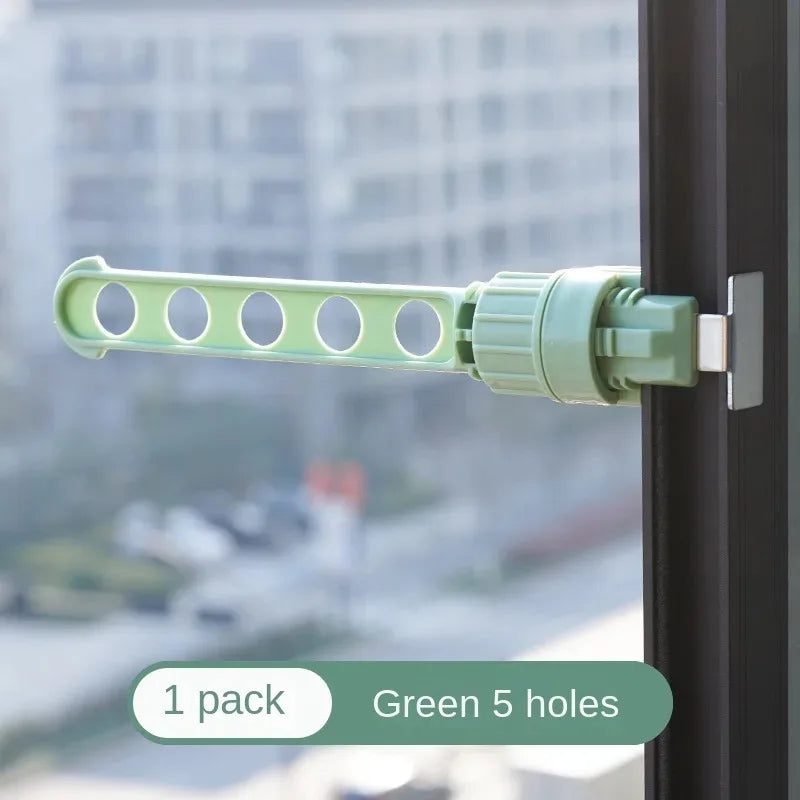 Folding Wall Mount Clothes Hanger – 5-Hook Punch-Free Drying Rack Wall Mounted Hanger Oasis Select Green