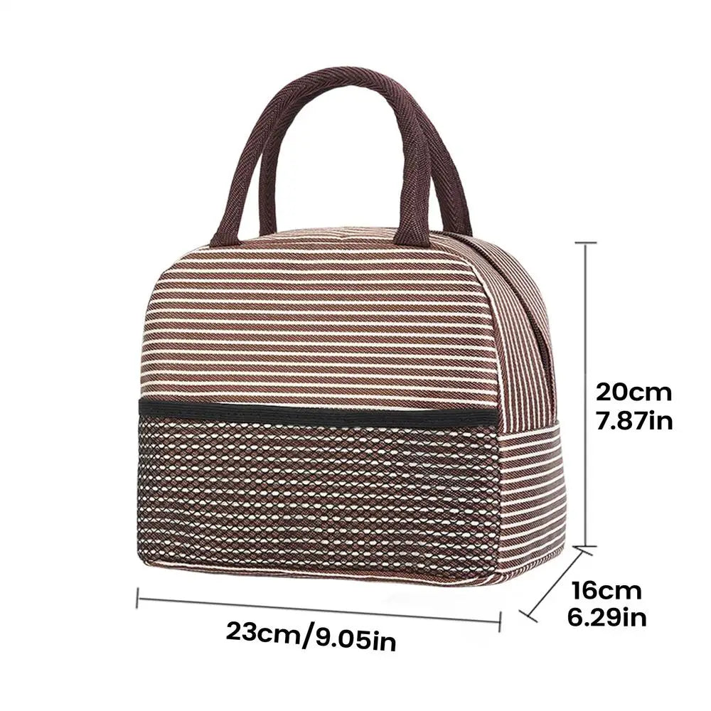 Portable Lunch Bag Waterproof Thermal Insulated Lunch Box Bento Pouch Dinner Insulation Bag Student Thickened Cute Lunch Bag Oasis Select Brown