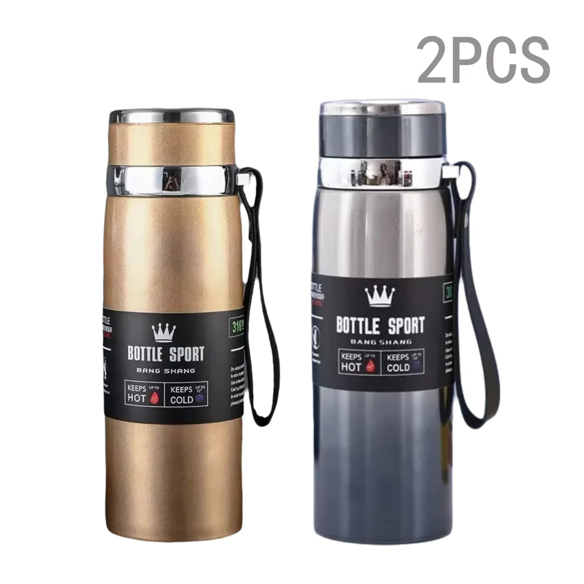 1000ml Thermal Water Bottle Thermos Vacuum Flask Double Stainless Steel Coffee Tea Insulated Cup Leakage-proof for Office Oasis Select Gold Blue 2PCS 1000ML
