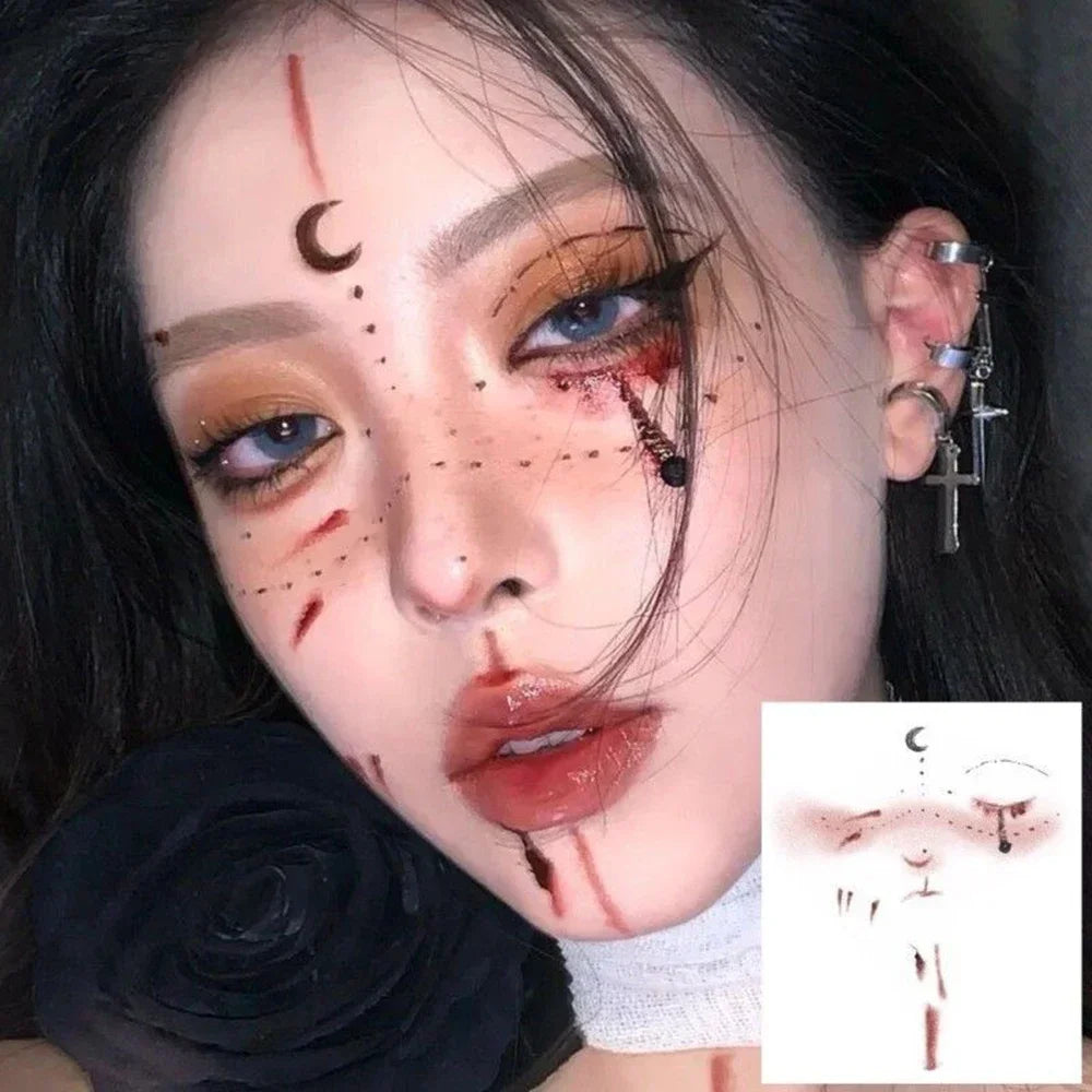 Halloween Transfer Tattoos Face Decoration Party Funny Stickers Suitable For Temporary Makeup Embellishment Party Dress Up Oasis Select