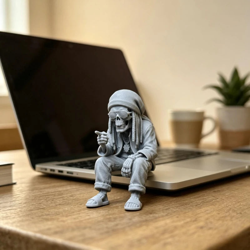 Reggae Dreadlocks Skeleton Figurine Skull Statue Cool Desktop Ornaments Decor for Reggae Hip-Hop Culture Enthusiasts Party Gifts Oasis Select