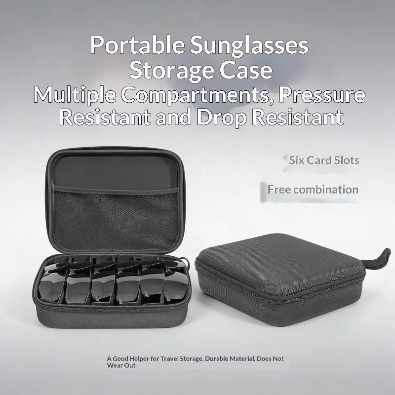 4–8 Grid Eyeglasses & Sunglasses Travel Organizer Case | Black
