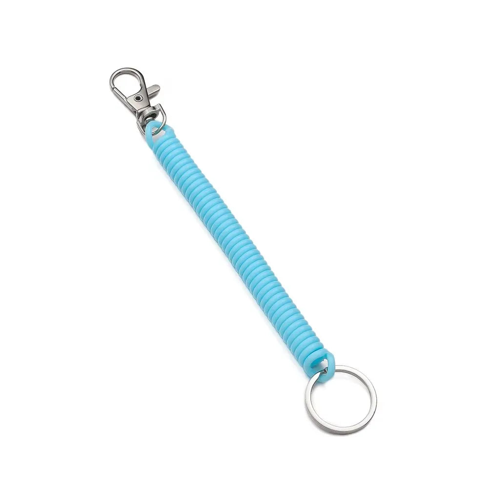 1/3pcs Elastic Wristband Spring Lanyard Key Cord Clasp Spiral Stretch Keychain Security Gear Elastic Ropes Spring Rope Key Ring Oasis Select 1pcs Light blue