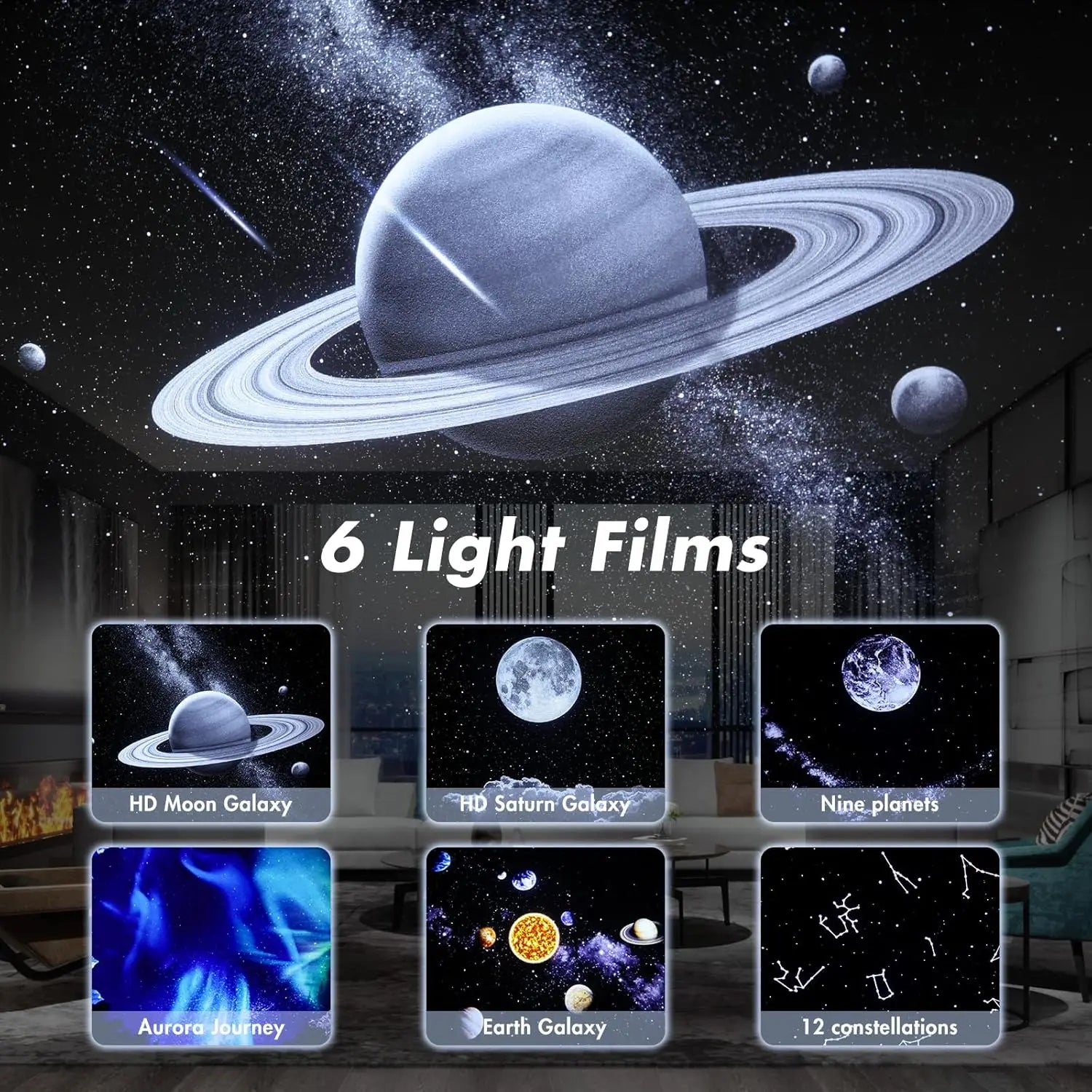 Projector Night Light USB Powered Starry Light Projector 360 ° Rotate Saturn-Galaxy Projector for Kid's Bedroom Gifts Home Decor Oasis Select