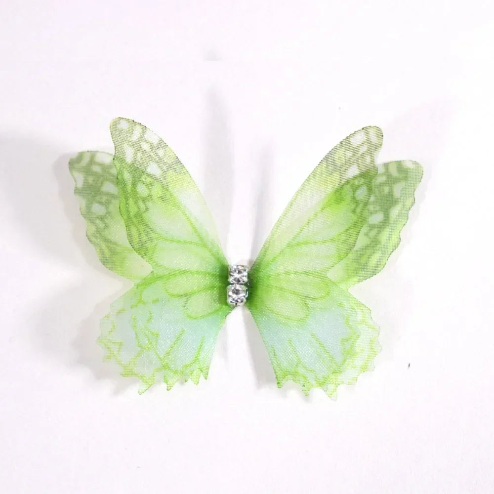 50Pcs 3D Organza Butterfly Appliqués – Gradient Mesh Patches