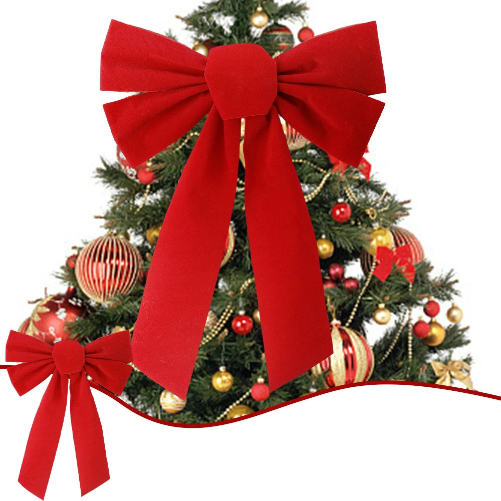 Large Christmas Bow Red Velvet Bow Christmas Tree Topper Decoration Wreath Bows for Door New Year Christmas Party Decoration Oasis Select