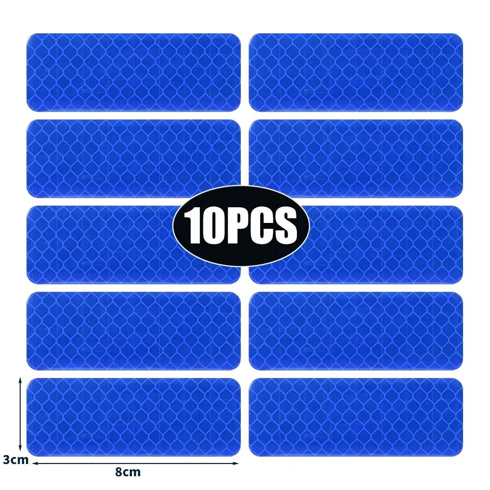 10/20/30pcs Reflective Strips Night Safety Warning Bicycle Motorcycle Stickers Motorbike Helemet Side Panels Decals Decoration Oasis Select 10pcs Blue