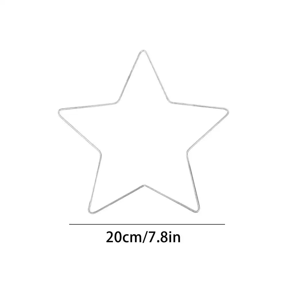 Wire Wreath Frames 5-pieces Star-Shaped Metal Frame 20cm Christmas Wreath Forms for Home Office Living Room Bedroom Window Door Oasis Select Silver