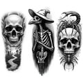 3-Pack Waterproof Temporary Tattoos – Spider, Skull & Scorpion