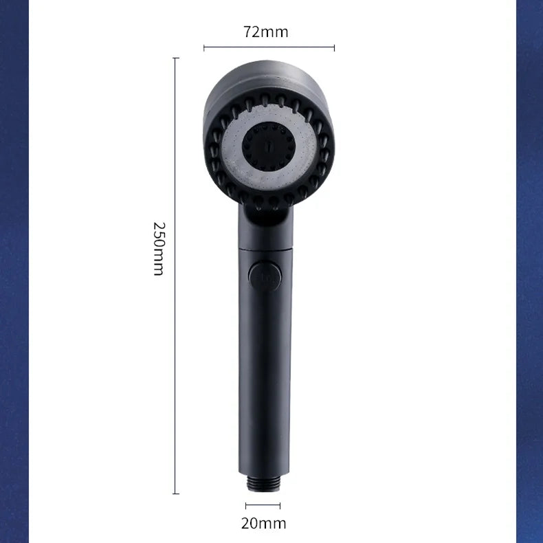 High Pressurized Filter Shower Head 3-mode Adjustable Spray with Massage Brush Rain Faucet Bathroom Accessories Oasis Select Black without filter
