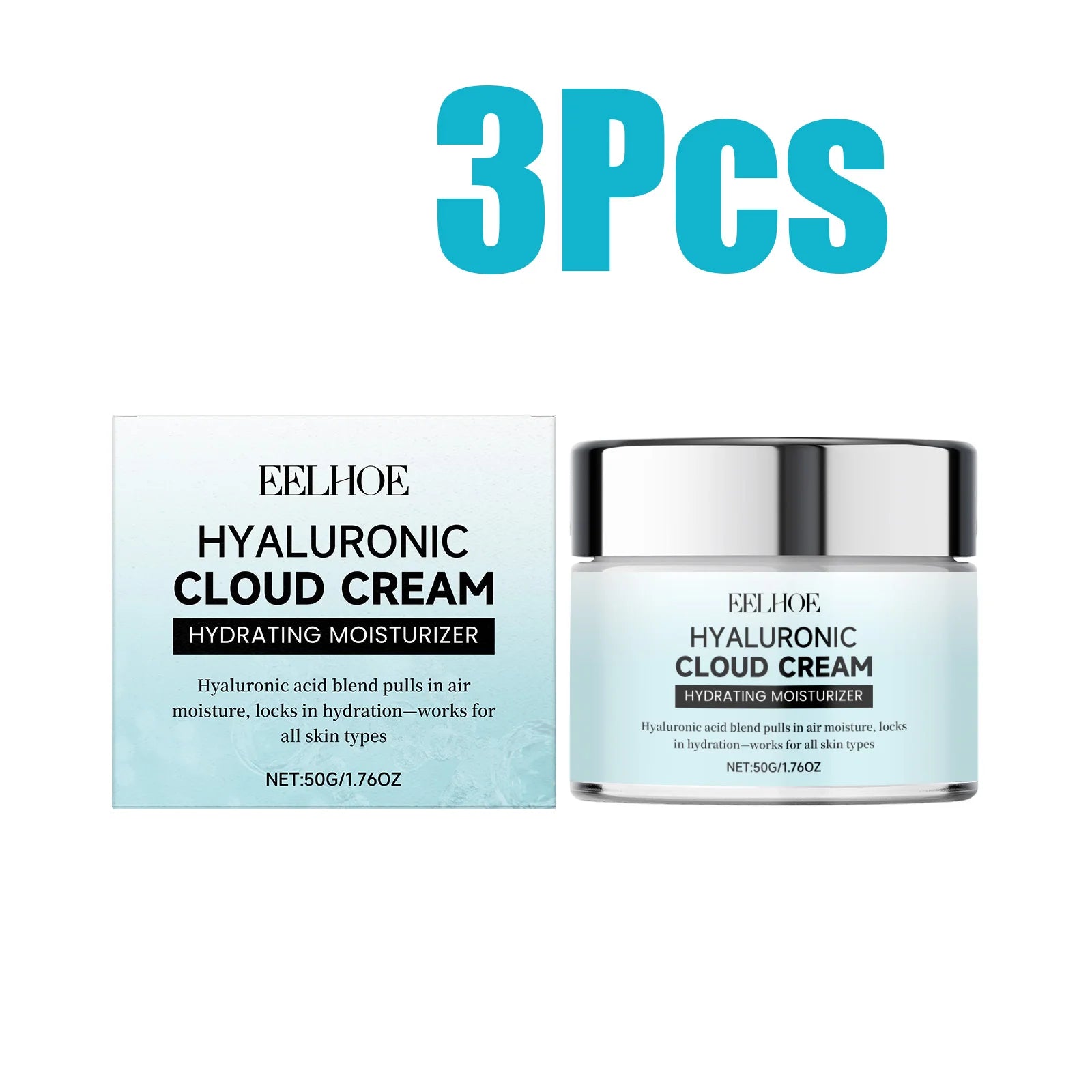 EELHOE Hyaluronic Cloud Cream – Hydrating Face Primer 50g Hydrating Face Cream Oasis Select 3 x 50g Boxed