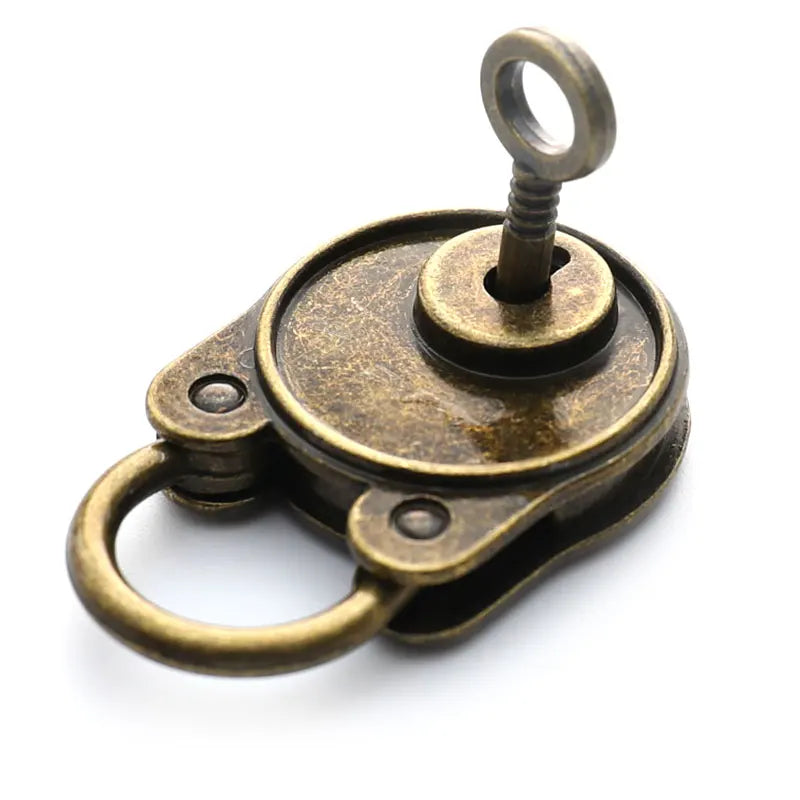 Vintage Padlock Chinese Old Style Lock Notebook Luggage Belt Antique Bronze Plated Padlock With Key Suitcase Locks Hardware Oasis Select 1pcs