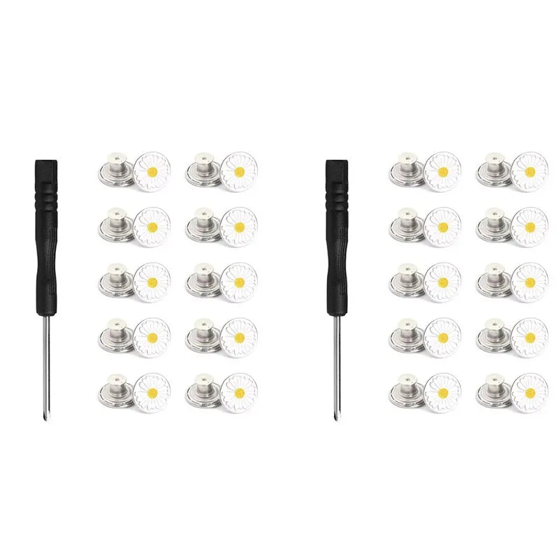10/20/30/40pcs Adjustable Jean Buttons Replacement Metal Jeans Buttons No Sew Removable For Jeans Pants Bags Denim Clothing Oasis Select 20pcs A