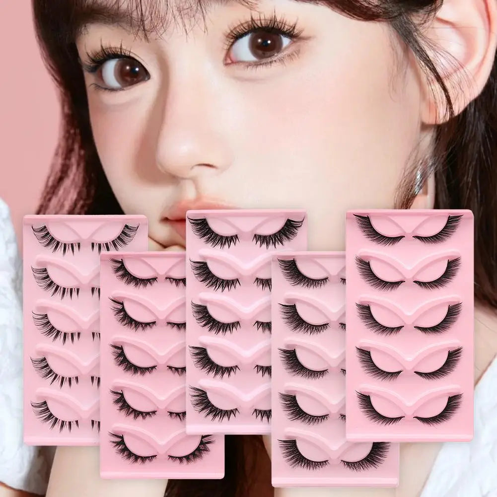 5 Pairs Faux Mink Wispy False Eyelashes – Fluffy Cat Eye Lashes