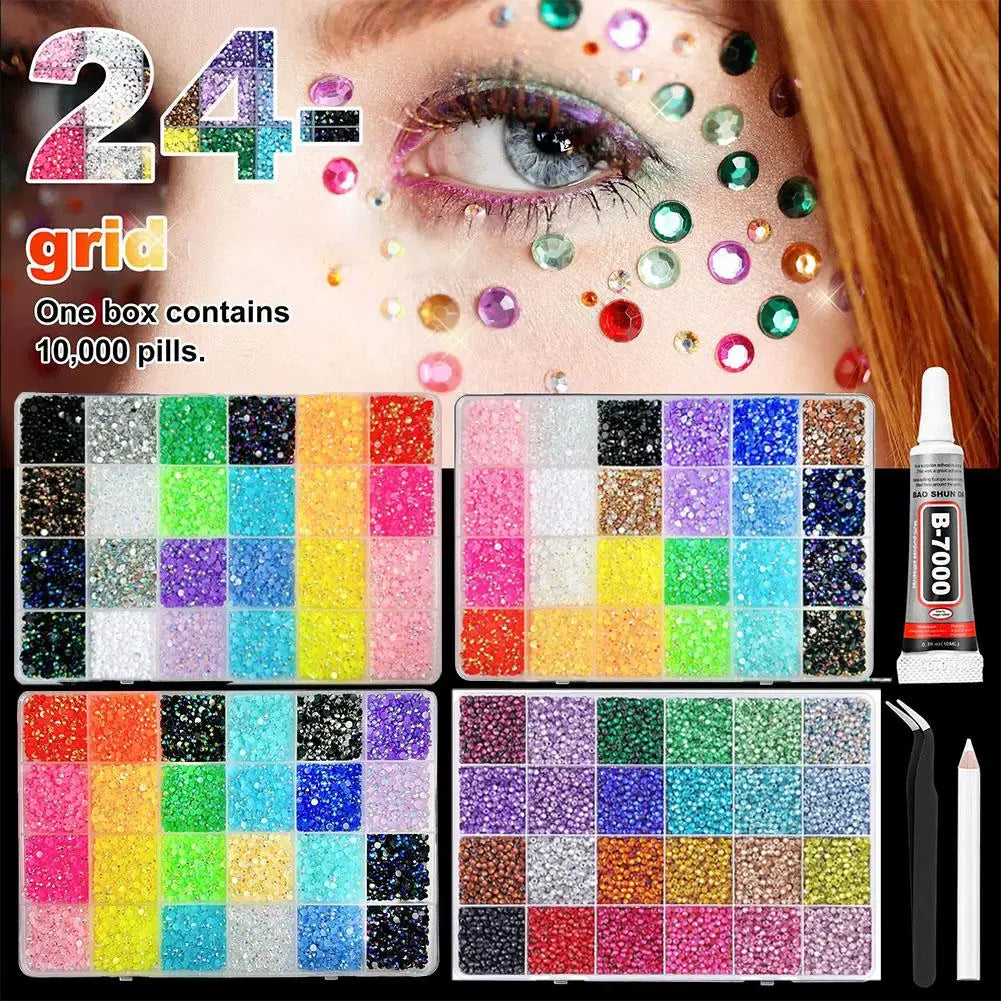 3D Nail Rhinestones Kit – 24-Grid Charms & Bedazzling Set Nail Art Rhinestone Kit Oasis Select
