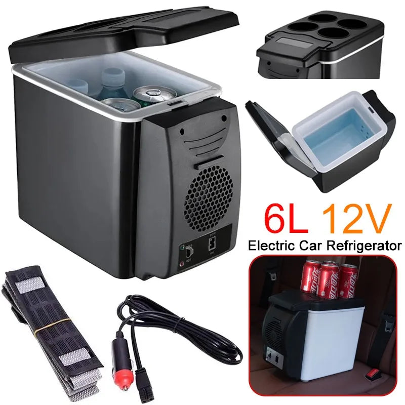 Electric Car Refrigerator 6L 12V Mini Fridge Freezer Vehicle Refrigeration and Heating Ice Box Car Electronic Devices Fridge Oasis Select