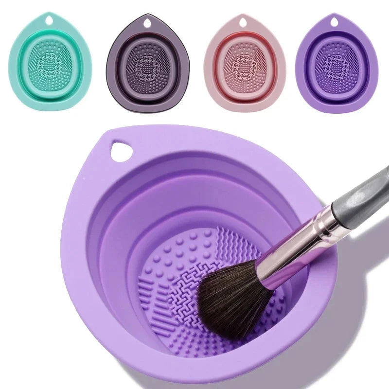 Silicone Makeup Brush Cleaner Folding Powder Puff Cleaning Bowl Eyeshadow Brushes Washing Soft Mat Beauty Tools Scrubber Box Oasis Select