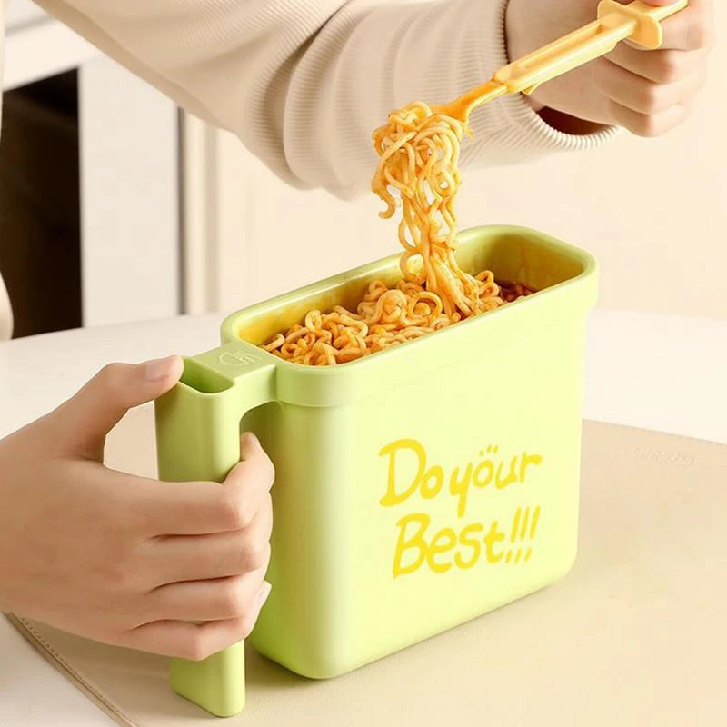 Instant Noodle Bowl With Multi-Functional Instant Noodle Fork With Handles Food Container For Dorms Camping School Office Home Oasis Select