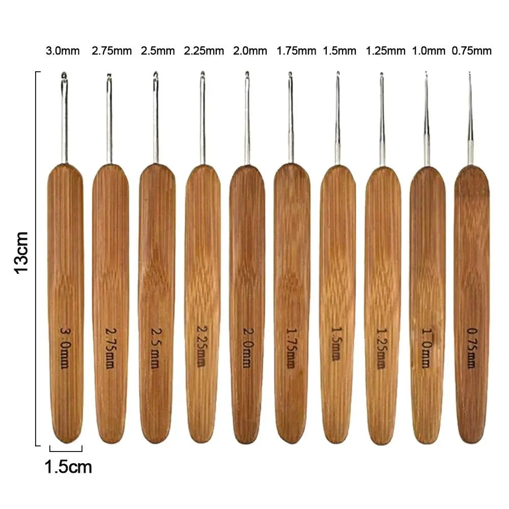 Bamboo Wooden Handle Crochet Hook Crochet Hooks Ergonomic Crochet Needles Weave Yarn Craft DIY Sewing Tools for Fine Work Thin Oasis Select