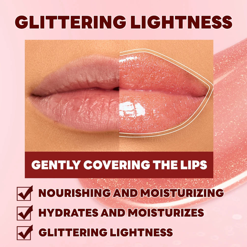 QIBEST Diamond Glitter Lip Gloss – Shimmer Mirror Lip Glaze