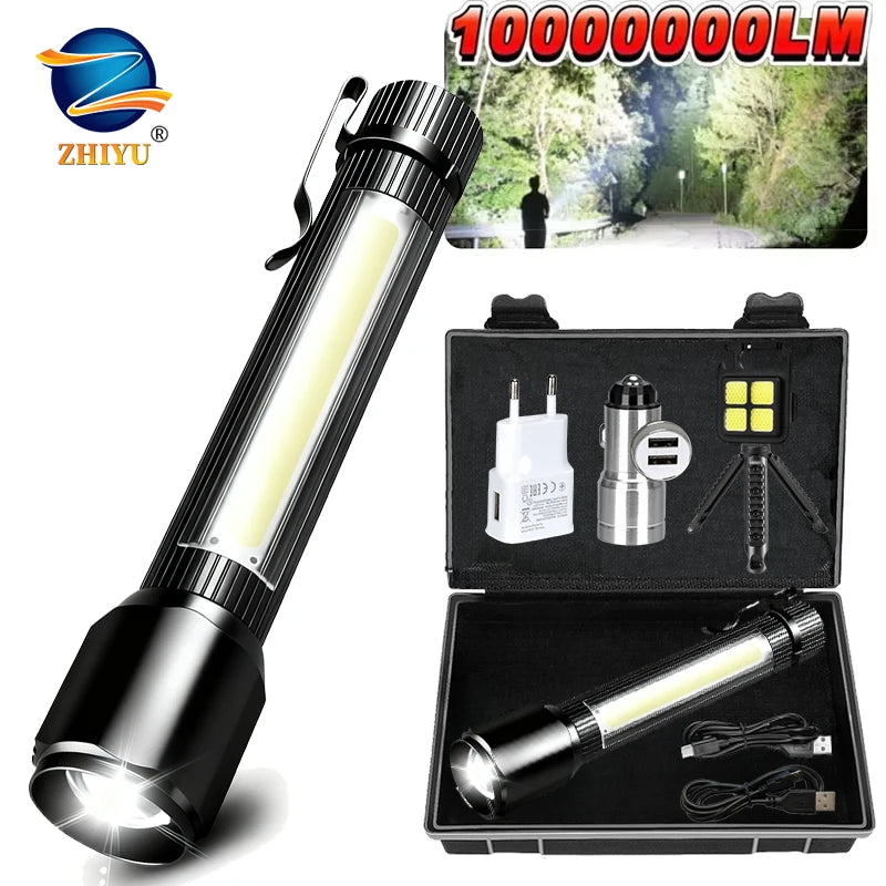 Rechargeable Zoom LED Flashlight Handheld Torch with 3 Modes Waterproof High Power Light Hand Lamp For Working Outdoor Camping Oasis Select