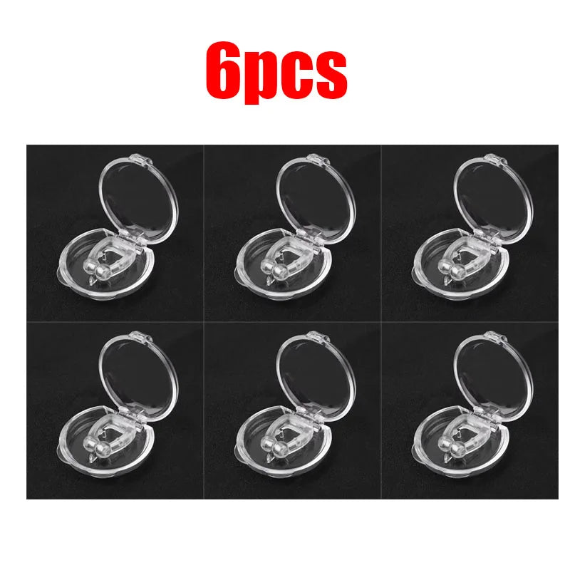 2/8/12pcs Portable Silicone Anti Snoring Device Nose Clip Magnetic Sleep Tray Sleeping Aid Improve Sleeping Breathe Apnea Guard Oasis Select 6pcs