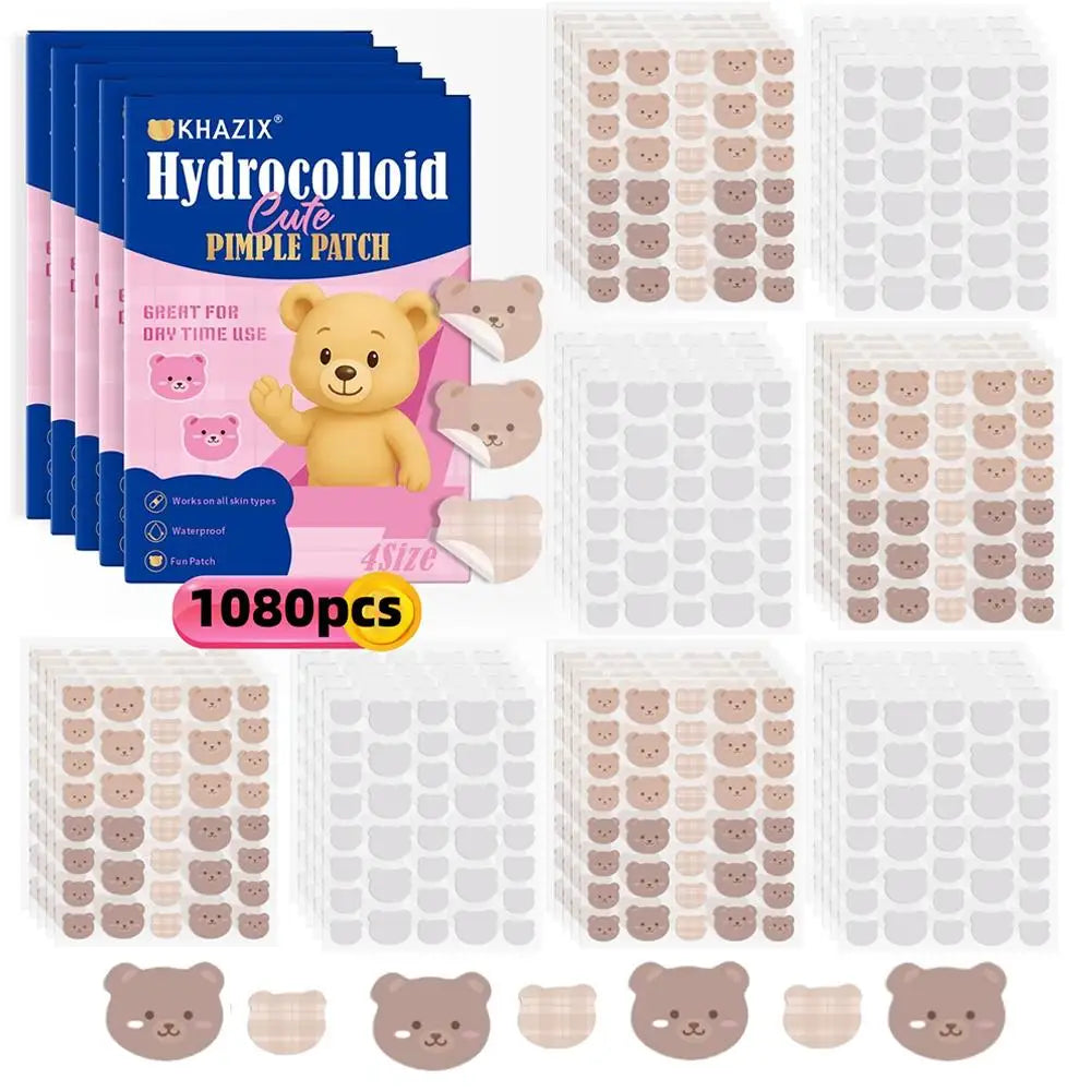 720/1020 Counts Bear Pimple Patches Cute Acne Patches with Hydrocolloid Waterproof For Zits Blemishes Breakouts Facial Skin Care Oasis Select blue -1080pcs