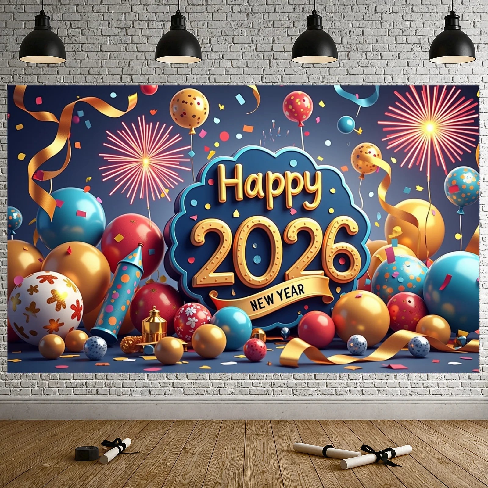 Happy New Year 2026 Party Decoration Backdrop New Year Champagne Clock Christmas Banner New Year Party Supplies Photo Background Oasis Select