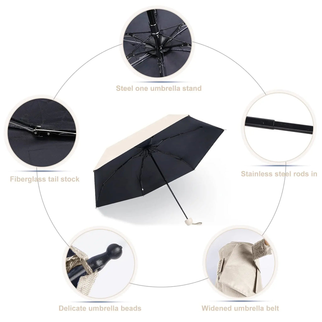Solid Color Portable Capsule Umbrella Dual Use Sunshade And Rain Protection for Women Small Size Oasis Select