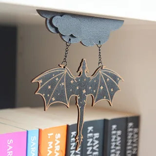 Wood Dragon Bookshelf Witchy Decor Goth Car Accessories Fantasy Book Lover Gift Magical Library Reading Nook Unique Merchandise Oasis Select