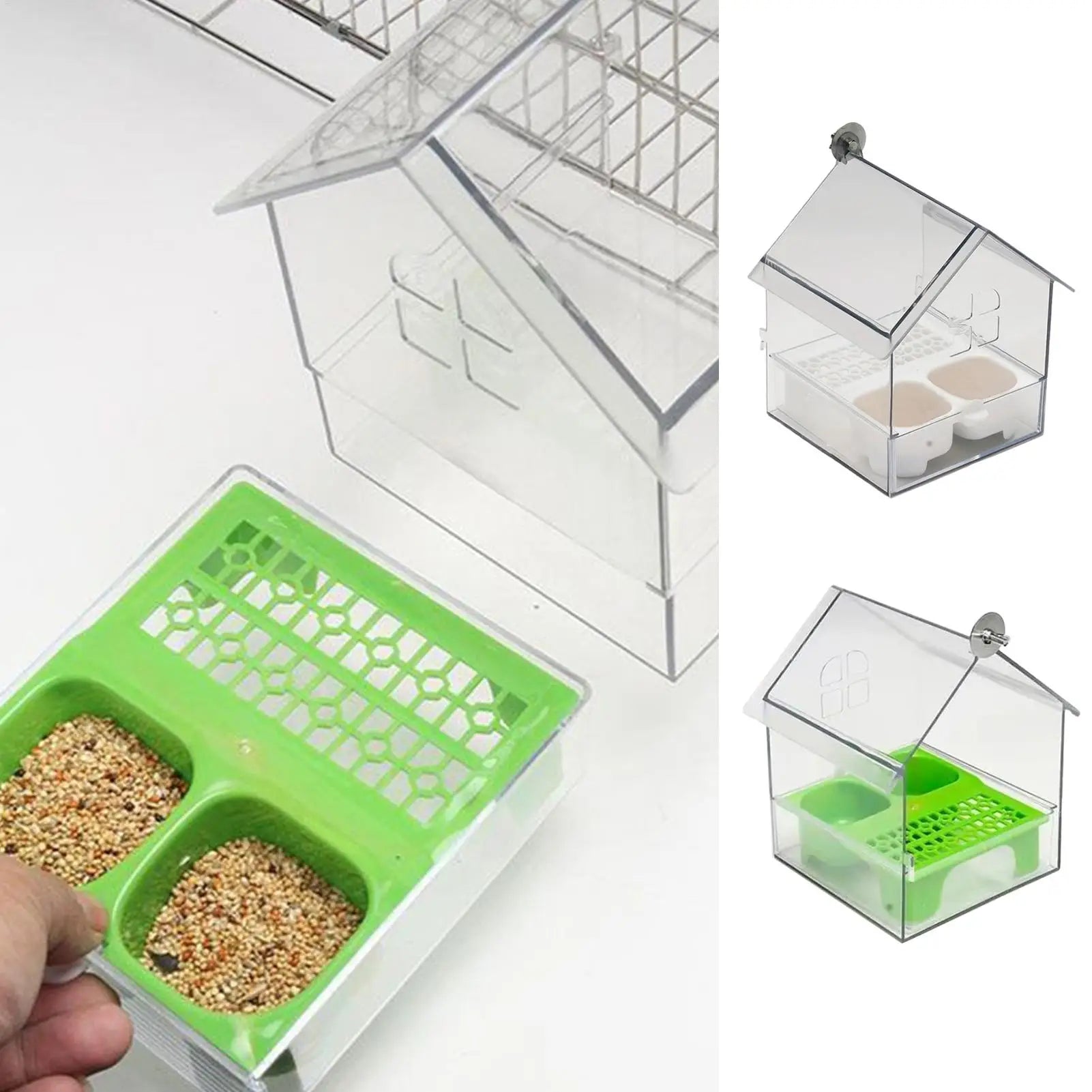 Bird Feeder House Parrot Feeder Water and Food Dispenser Bathing Tub for Pet Lover Hummingbird Finch Watching in Garden Balcony Oasis Select
