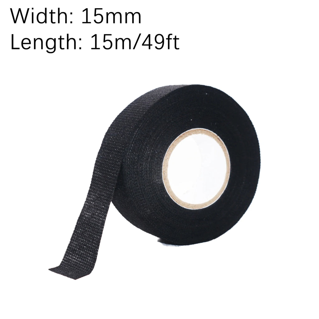 49/98Ft Electrical insulating tape soundproof heat-resistant 9-50MM automotive cable harness fabric shock-absorbing velvet tape Oasis Select 15MM 49Ft 0.3mm
