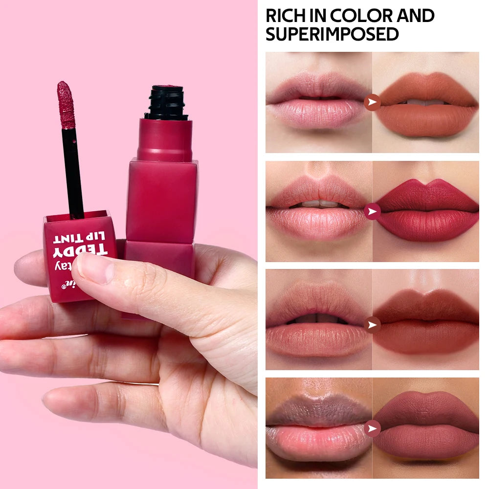 12H Matte Lip Stain Tint 6 Shades Waterproof Long Lasting Lip Gloss Anti-Smudge Non-Transfer Soft Lip Glaze Beauty Makeup Oasis Select