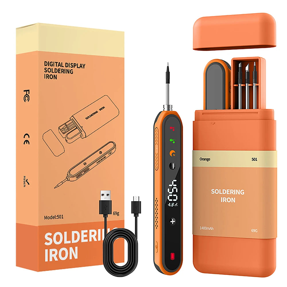 8-15W Type-C Digital Electric Soldering Iron Kit Intelligent Adjustable Temperature Fast Heating Mini Solder Irons Repair Tool Oasis Select orange