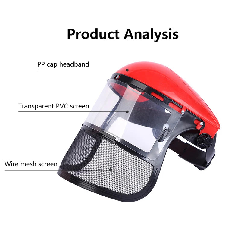 Safety Head-Mounted PVC Protective Mask Anti Splashing Grass Anti Dust Mask For Cutting Hat Avoid Face Screen Protection Mask Oasis Select