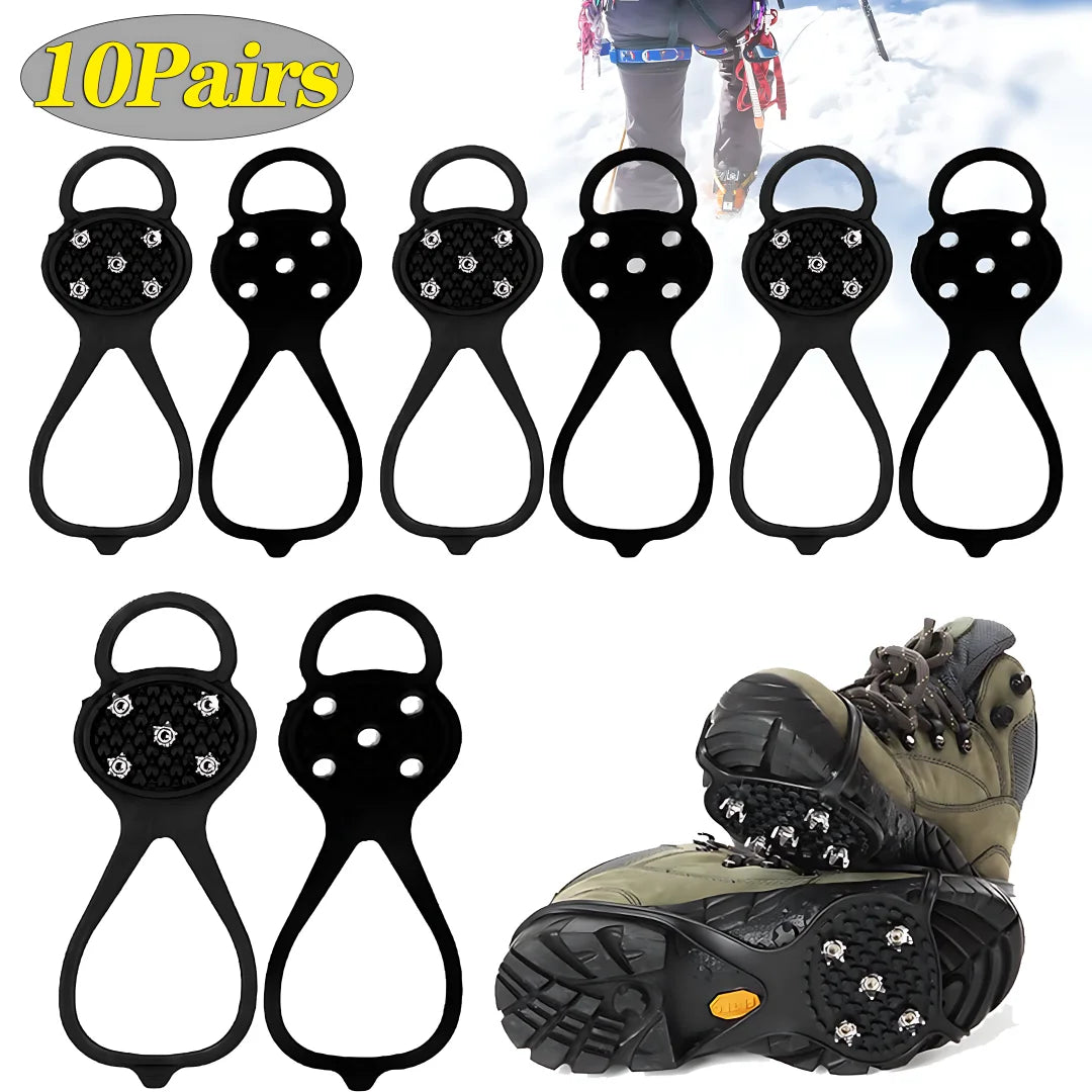 Ice Grip Shoe Covers | Non-Slip Snow Spikes – 10 Pairs