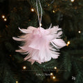 Pink White Feather Petal Glitter Christmas Foam Ball Ornament